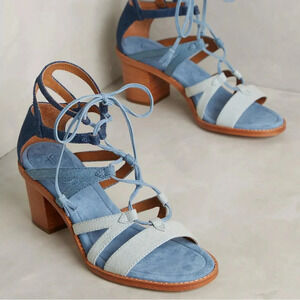Frye Women's Brielle Gladiator Heels Sandals in Denim Blue Size 7